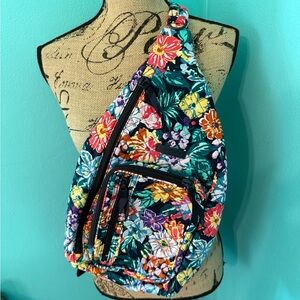 EUC Vera Bradley Happy Blooms Sling Backpack with Adjustable Strap